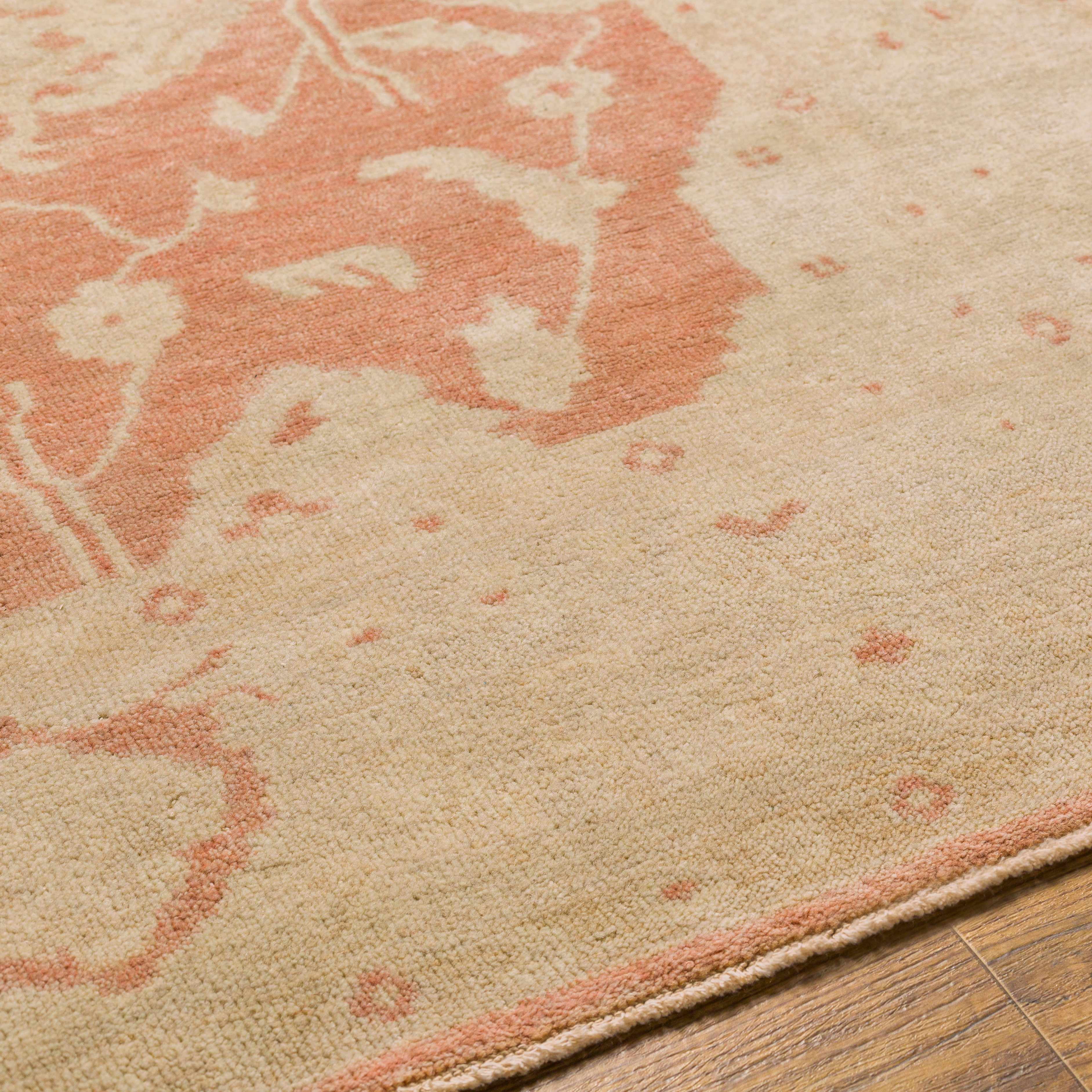 Hauteloom Seney Wool Living Room, Bedroom Area Rug - Traditional - Beige, Dusty Pink, Light Gray - 10' x 14'