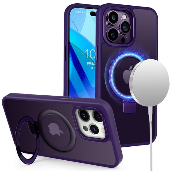 MagSafe Compatible Shade Series Hybrid Case with Kickstand Ring Holder for iPhone 12 Pro Max - Purple
