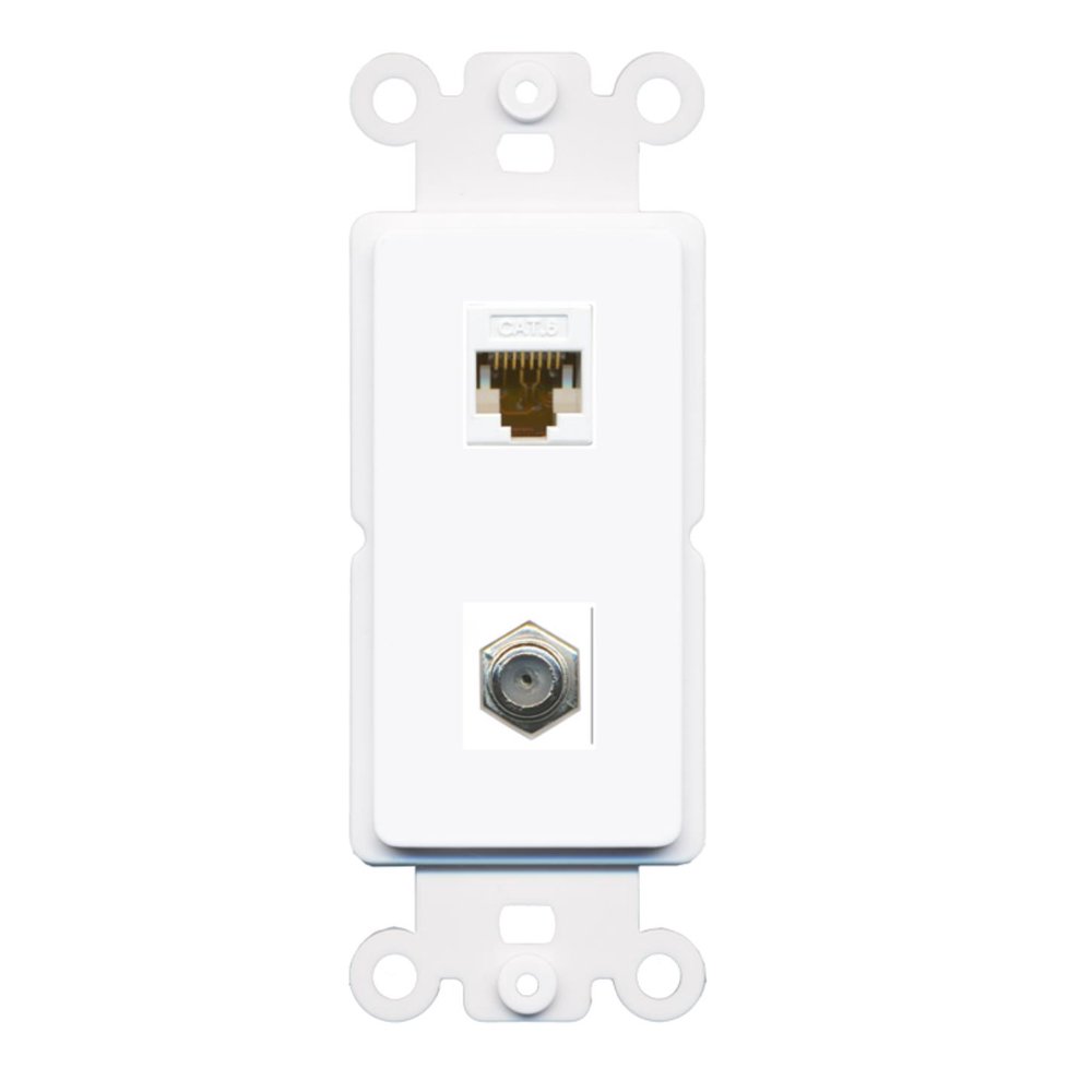 RiteAV Cat6 Coax Wall Plate Insert White