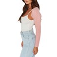thumbnail image 4 of Women Y2k Knit Crochet Shrug Long Sleeve Crop Top Bolero Cardigan Contrast Color Vintage Cropped Shrug Sweater, 4 of 7
