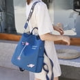 thumbnail image 3 of Mochila Oxford con bordado de flores para mujer, mochila antirrobo de viaje (azul) Likrtyny  Para estrenar, 3 of 8