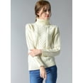 thumbnail image 2 of Womens Cable Knit Turtle Neck Stretch Long Sleeve Pullover Sweater, 2 of 5