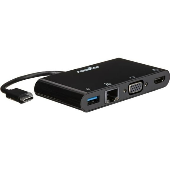 USB-C HDMI 4K, VGA, GBE & Usb 3.0 Port Female Multiport Adapter, Black