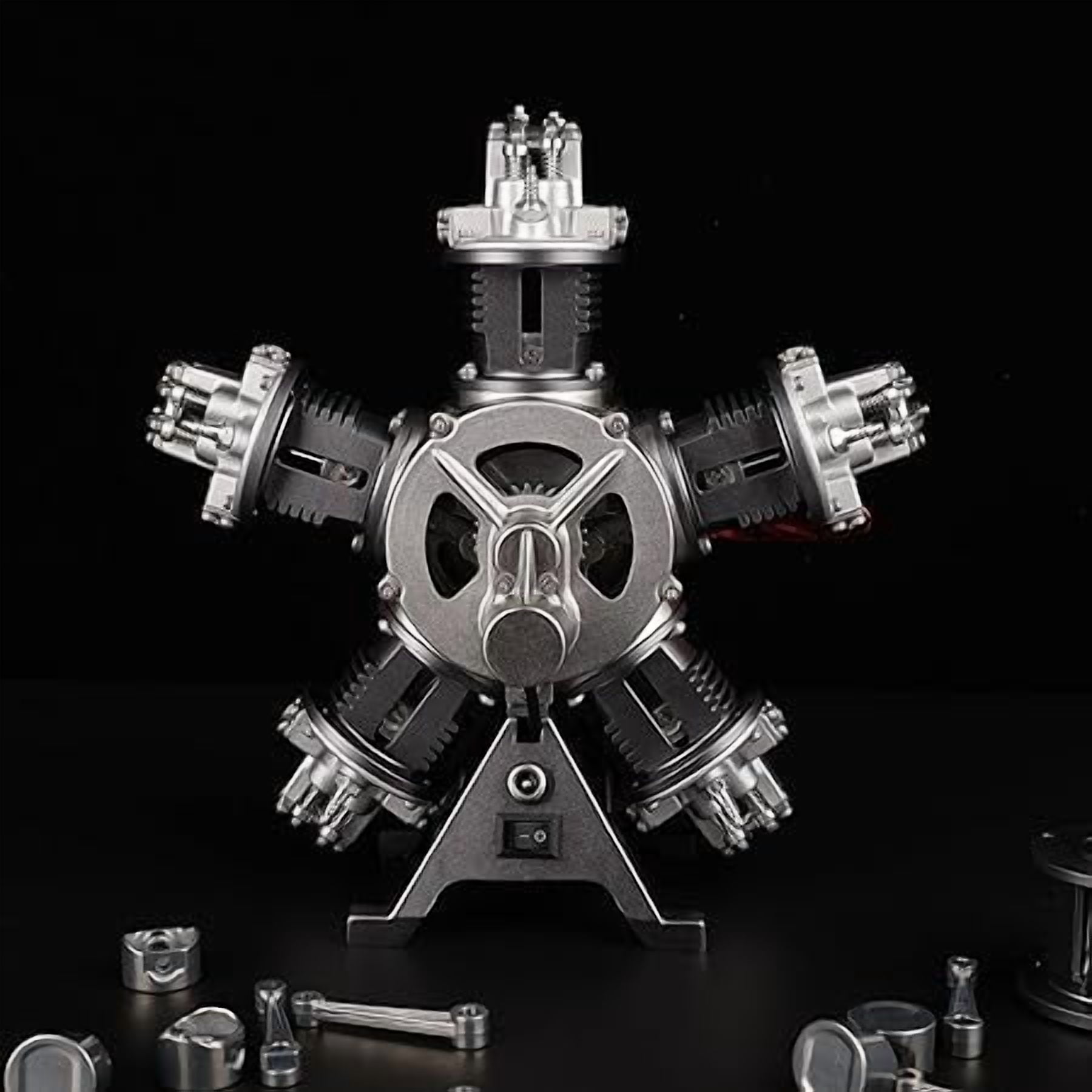TECHING 5-Cylinder Radial Engine Model Kit That Runs Mechanical Metal Assembly