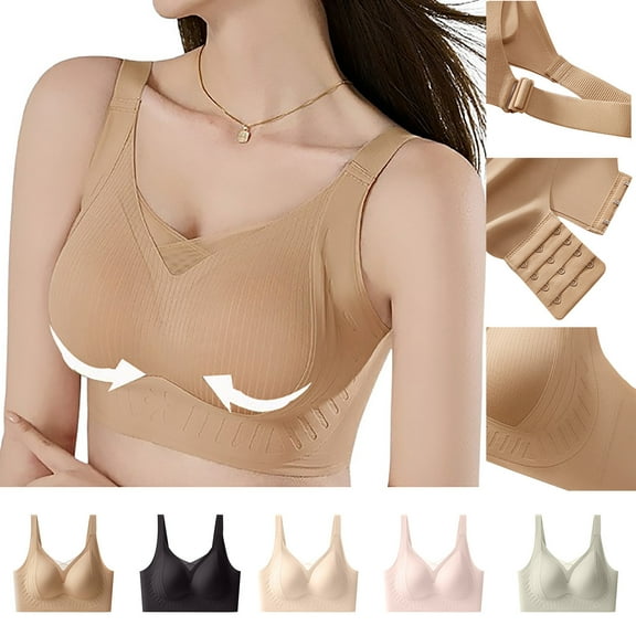 SMihono Fashion Plus Size Push Up Bras for Women Unlined Soft Teens Post Surgery Bra Front Closure No Wire Bras for Women Full Coverage Black M