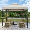 thumbnail image 3 of COOS BAY 8x8 Outdoor Patio Gazebo with Corner Shelves, Two-Tier Soft Top Canopy for Backyard, Lawn, Deck and Garden, Beige, 3 of 8
