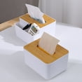thumbnail image 4 of Caja de pañuelos Brillar cuadrada de madera soporte servilletas, 4 of 5