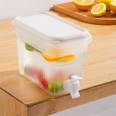 

totil Storage Containers 2Pcs Plastic Water Dispensers Fridge Liquid Dispenser Drink Dispenser With Tap Iced Beverage Dispensers for Milk Ice Tea Cocktail Juice Lemonade