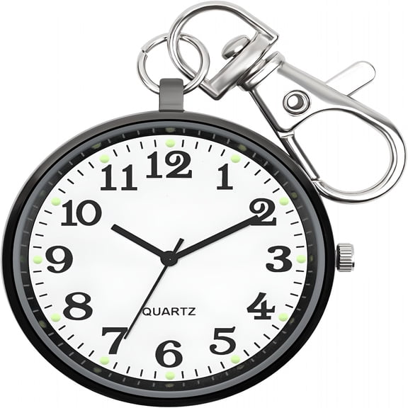 DESIGNICE Minimalist Ultra Thin Open Face Quartz Pocket Watch with Key Buckle Unisex Portable Pocket Watch