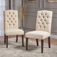 thumbnail image 1 of Regal Crown Top Ivory Linen Dining Chair (Set of 2), 1 of 4