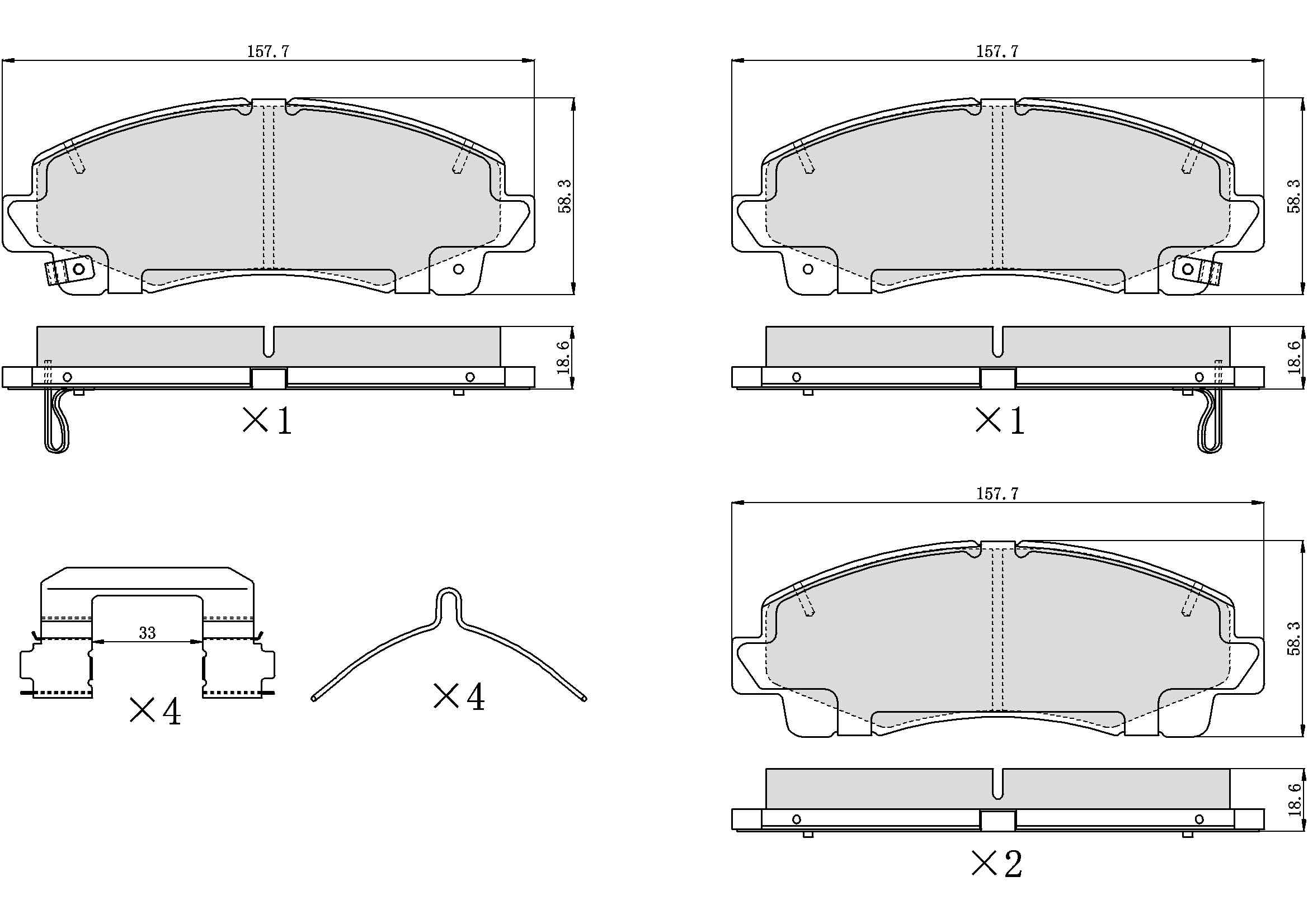 UltraHC 700 Brake Pad Set, Front HC7.1584.0.C, Honda Ridgeline 2014-2012