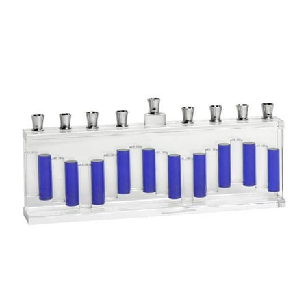 Israel Giftware M-943 Fused Glass Menorah with Accents, Blue