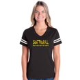 thumbnail image 1 of Womens Softball Play Hard or Go Home Football V-Neck T-Shirt, 1 of 5