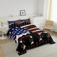 American Flag Comforter Set Soldier Silhouettes Bedding for Veteran'S