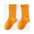 thumbnail image 2 of Coerni Girls Spring and Summer Mid Thigh Socks Solid Color Mesh Breathable Combed Cotton Ruffle Cute Socks Size 6 Socks Girls, 2 of 9