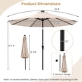 thumbnail image 3 of Gymax 10 FT Solar Patio Umbrella w/96 Multi-colored LED Lights & 9 Modes Vented Top Beige, 3 of 10