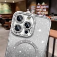 thumbnail image 2 of Compatible with iPhone 12 Pro Max Case Plating Magnetic [Support for Magsafe] Bling Glitter Sparkly Back Diamond Camera Lens Cover Crystal Matte Luxury Case for Girls Women -Silver, 2 of 7