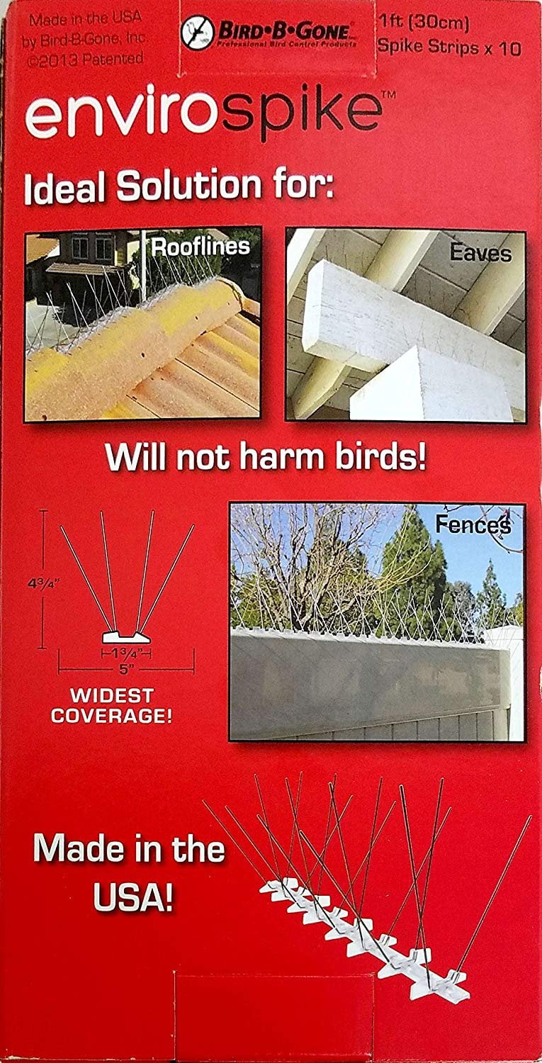 Bird-B-Gone Enviro Spike Stainless Steel Bird Spike, Deterrent Repellent, 10 ft. x 5 in.