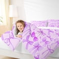 thumbnail image 4 of Feelyou Girl Purple Bowknot Queen Comforter Set, Ribbon Cherry Bedding Comforter Set, 3pcs, 4 of 8
