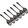 thumbnail image 1 of Set of 6 Skull Sugar Spoons - 304 Stainless Steel Dessert Tea Coffee Stirring Spoons (Black), 1 of 5