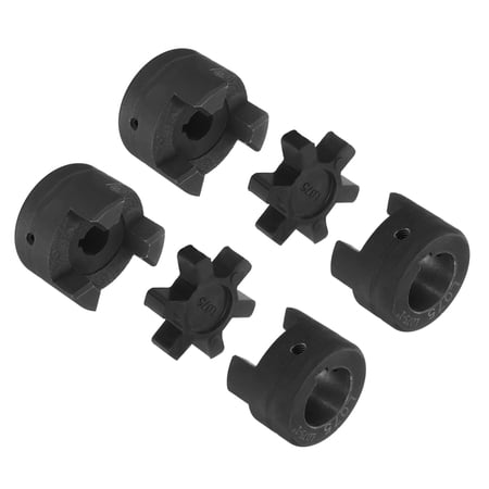 2 Pack 1/2 to 1 L075 Flexible 3-Piece L-Jaw Coupling Coupler Set & Buna-N NBR Rubber Spider for Log Splitter Hybrid Equipment