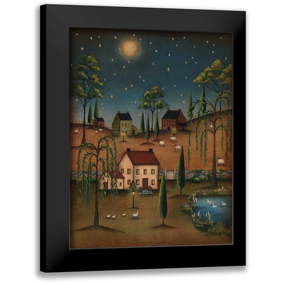 Lewis, Kim 12x14 Black Modern Framed Museum Art Print Titled - Village Full Moon