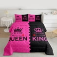 thumbnail image 2 of Homewish Queen And King Queen Comforter Set,Princess Crown Bedding Sets,Pink Black Bedding Comforter Set For Girl Kids,Ultra Soft Home Decor Reversible,3 Pieces, 2 of 8