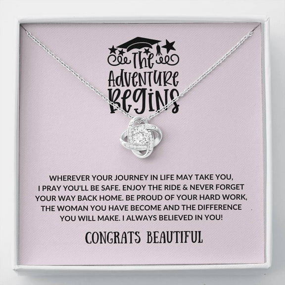 Graduate - Wherever Your Journey - Love Knot Necklace - Graduation Gift