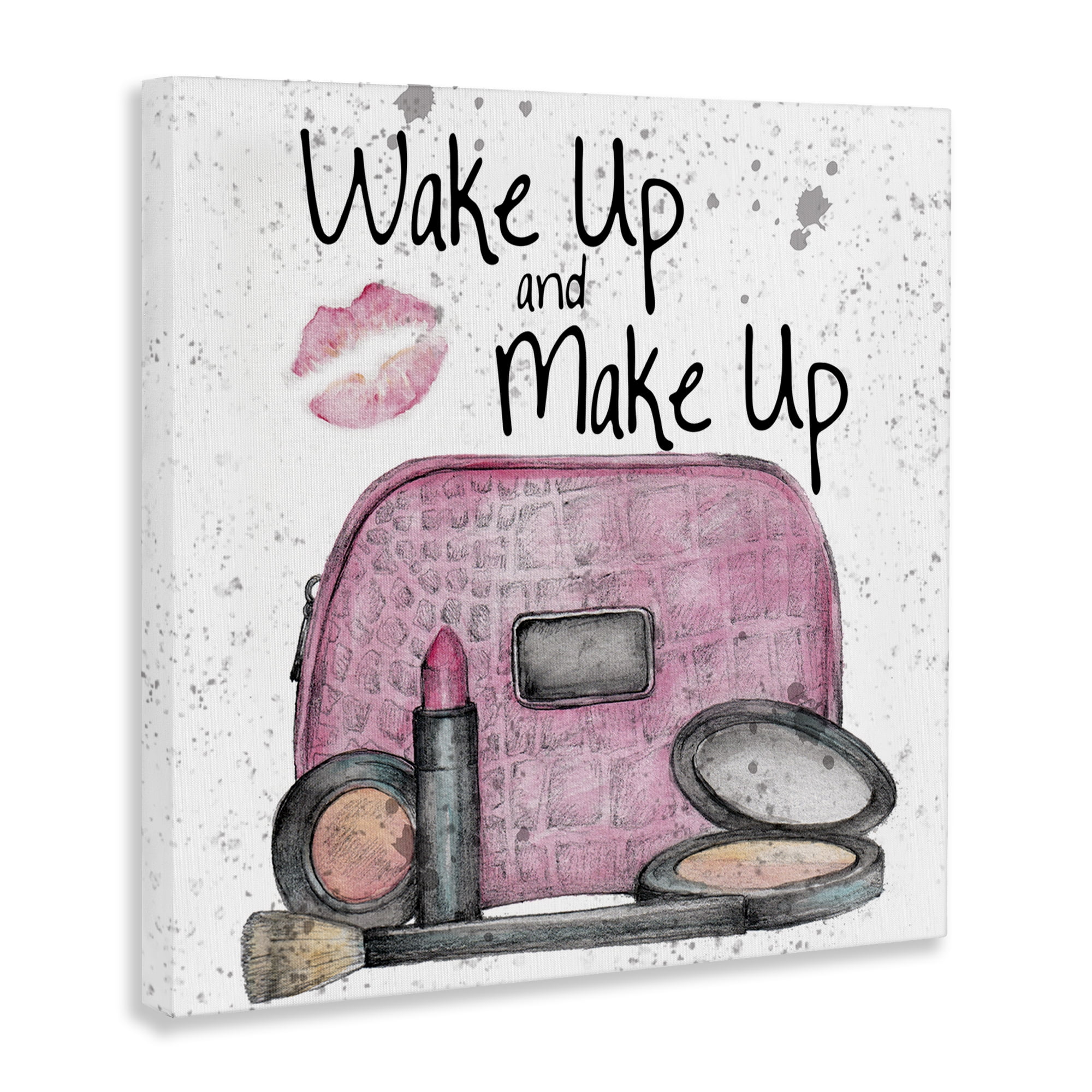Stupell Industries Wake Up Makeup Phrase Beauty & Fashion Painting Gallery Wrapped Canvas Art Print Wall Art, 24 x 24