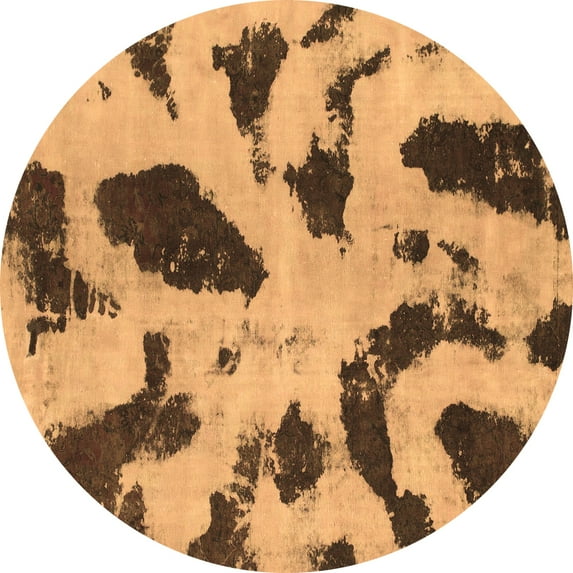 Ahgly Company Indoor Round Abstract Brown Modern Area Rugs, 8' Round