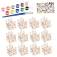 thumbnail image 2 of 12x Juego de manualidades de pintura de madera Castillo de madera para construir y pintar Proyectos Adornos Suministros de fiesta Colorear con pintura, 2 of 8