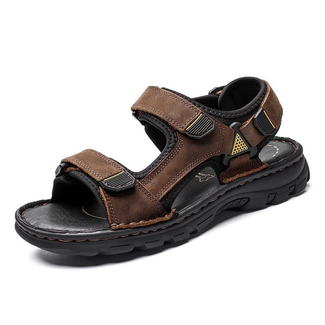 Sandalias clásicas para hombre, zapatos de playa de cuero genuino transpirables, zapatos casuales cómodos de verano, sandalias de ocio para hombre (29 cm)