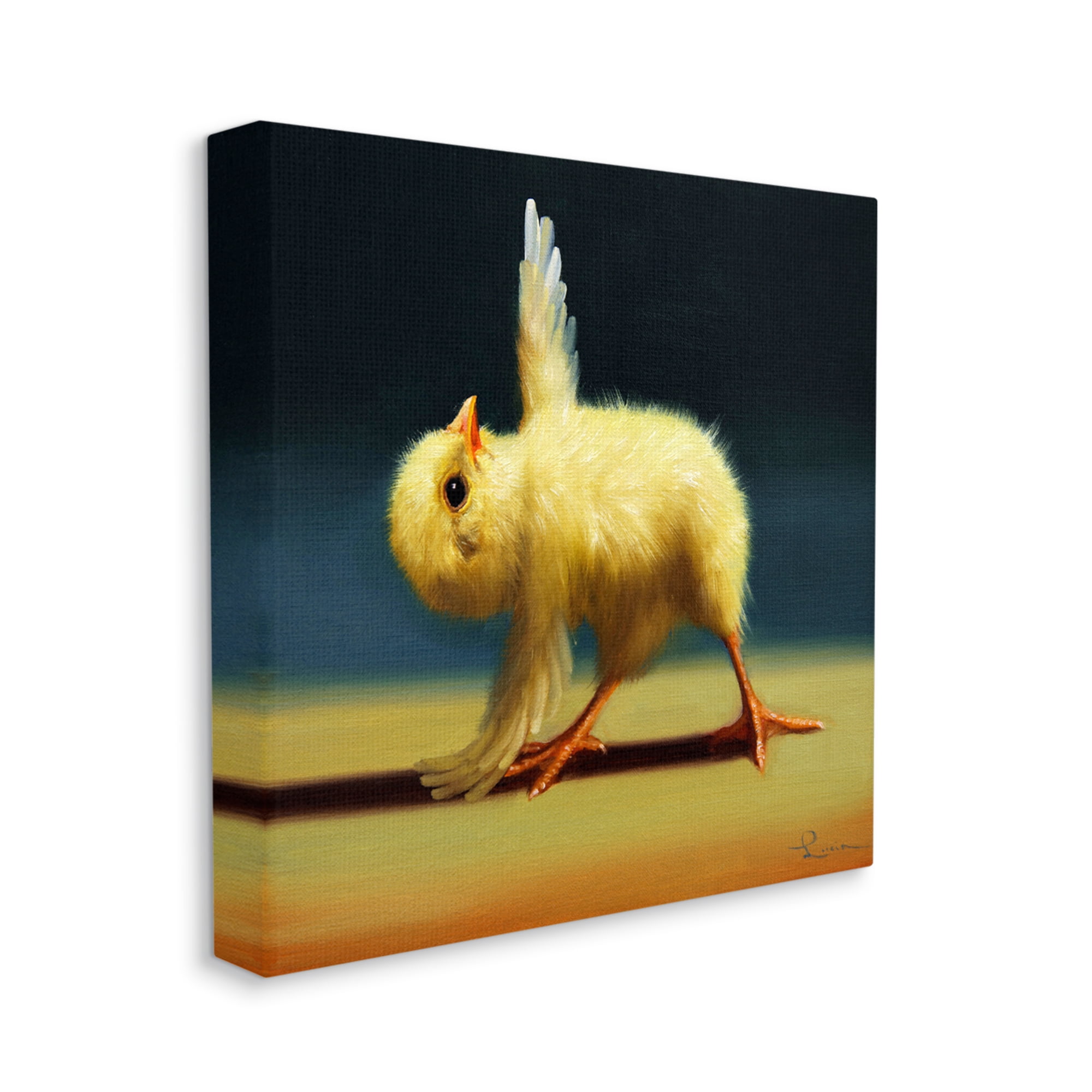 Yoga Chicks Triangle Pose Funny Farm Animal Painting Animals & Insects Painting Gallery-Wrapped Canvas Print Wall Art