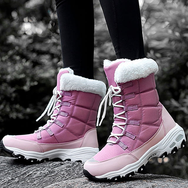 DPTALR Women's Winter Outdoor Plus Velvet Non-slip Mid-tube Platform Snow