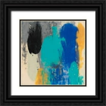 Goldberger, Jennifer 26x26 Black Ornate Wood Framed with Double Matting Museum Art Print Titled - Teal Schmear I