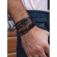 thumbnail image 4 of Bandmax Men's Stainless Steel Beaded Bracelet Double Leather Braided Bracelet Cool Black Wristband with Bead Charm for Men Boyfriend Husband Father Son, 4 of 9