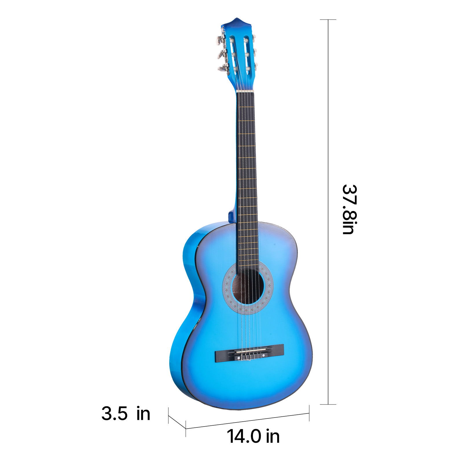 KFFKFF 38-Inch Classical Guitar Starter Set, Wooden Acoustic Guitar for Beginners, Includes Nylon Strings, Carry Bag, Strap, Tuner, Spare Strings, Picks, Capo, Ideal for Teens, Adults, and Students