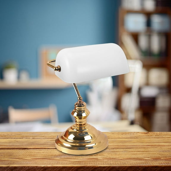 Minkissy Vintage White Glass Bankers Lamp Replacement Lampshade Desk Lamp Shade