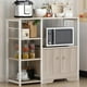 thumbnail image 1 of Estantes organizadores de cocina, aparador de 3 niveles, soporte para microondas con 5 ganchos para comedor, gabinete de café, Estante con Gabinete, Estante de almacenamiento para sala de estar, 1 of 6