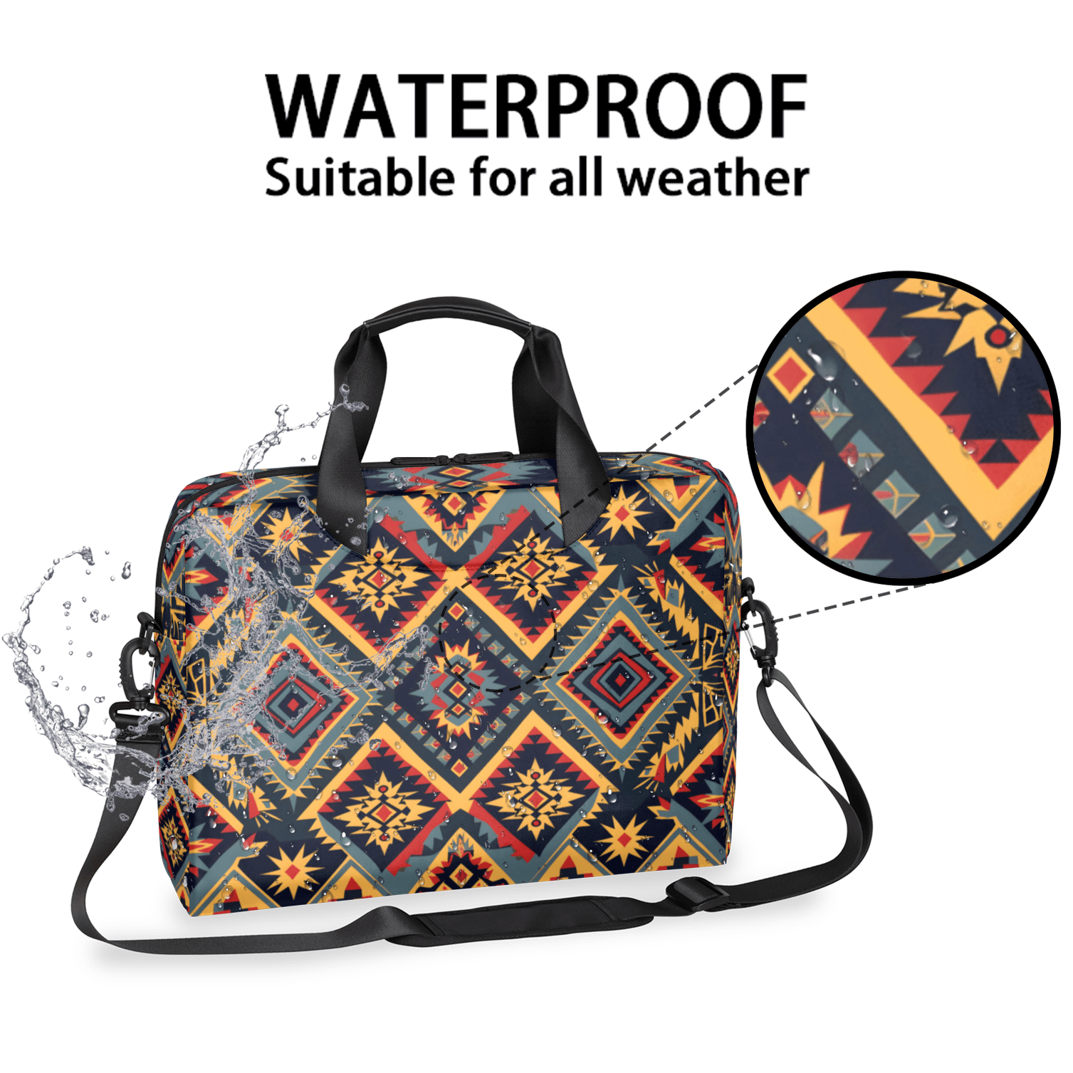 Herdesigns Aztec Laptop Bag for Women Men, Computer Case Briefcase Messenger Bags, 15-15.6 inch Laptop Sleeve Shoulder Bag