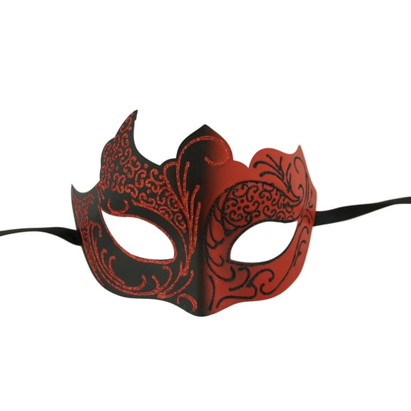 Black Red Venetian Mask Masquerade Mardi Gras Unique Style Men