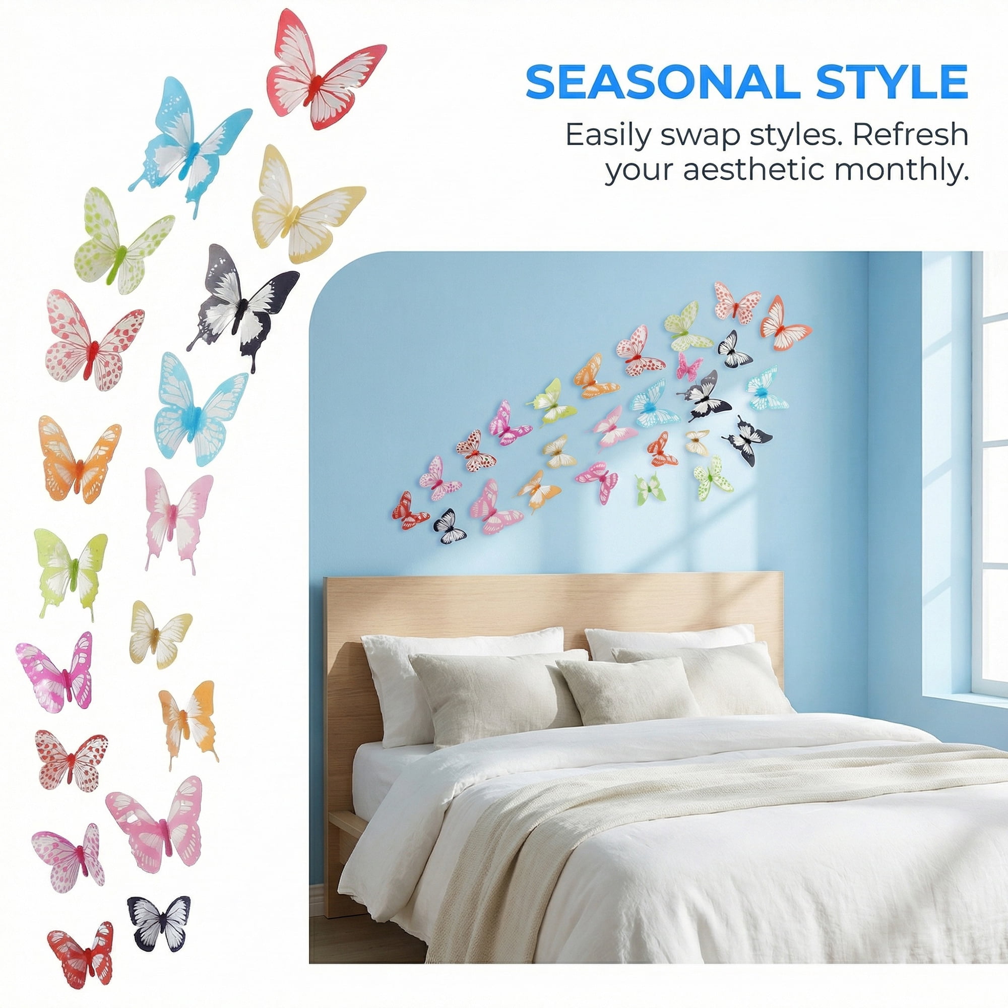Unique Bargains 90 PCS Butterfly Wall Decals for Home Decoration Red Yellow 3.1" x 2.6"