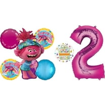 Poppy World Tour 2nd Birthday Party Supplies 7pc Balloon Bouquet Decorations