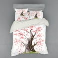 thumbnail image 2 of Nature Duvet Cover Set, Big Sakura Tree in Full Blossom Seasonal Far Eastern Nature Artwork, Bedding Set with Shams and Fitted Sheet, 3 Sizes, by Ambesonne, 2 of 3