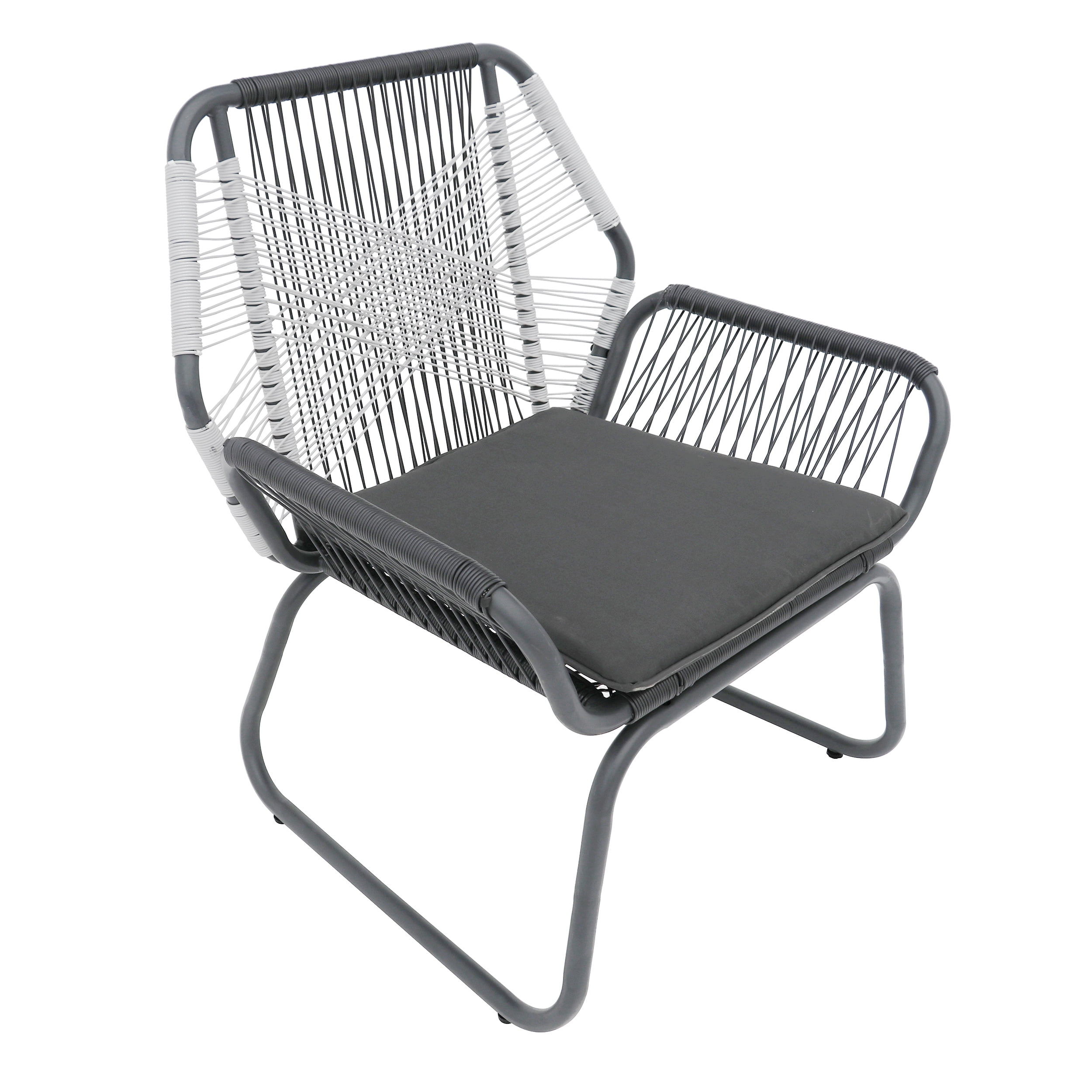 Outdoor Wicker Single Club Chair, Leisure Relax Seat for Patio Garden, Charcoal Gray