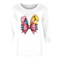 thumbnail image 5 of Kaemgyyd Womens Easter Tops Casual Loose V Neck T Shirt Cute Graphics 3/4 Sleeve Tee Spring Casual Blouse, 5 of 5