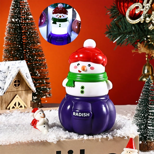 Lámpara Led Portátil de Noche con Forma de Muñeco de Nieve para Dormitorio Infantil | Diseño Colorido de Gorro y Bufanda de Punto | Decoración Navideña con Brillo Suave | Regalo para Fiestas Infantil