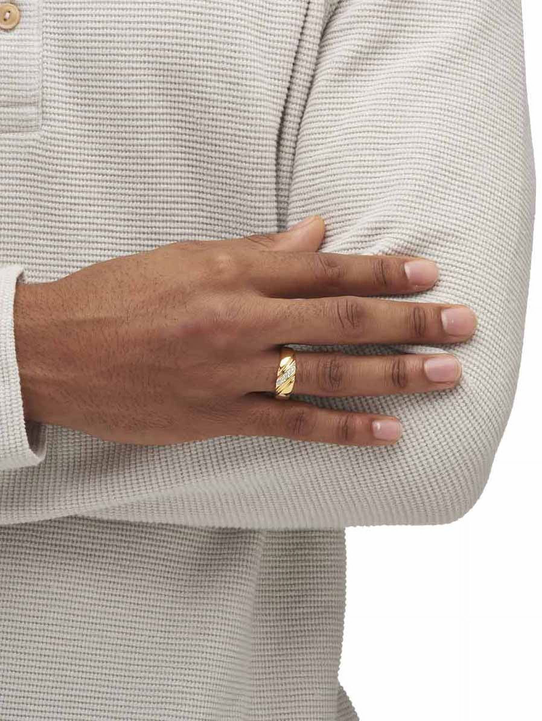PalmBeach Jewelry Men's .50 TCW Round Cubic Zirconia Diagonal Wedding Ring in Gold or Platinum Plated Sterling Silver
