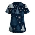 thumbnail image 3 of Stralyhd Women's Medical Scrub Shirts Holiday Prints Nursing Uniform Soft Christmas Tree Print Medical Nursing Uniform Shirts V Neck Short Sleeve Nurse Shirt with Pockets Royal Blue 4XL, 3 of 3