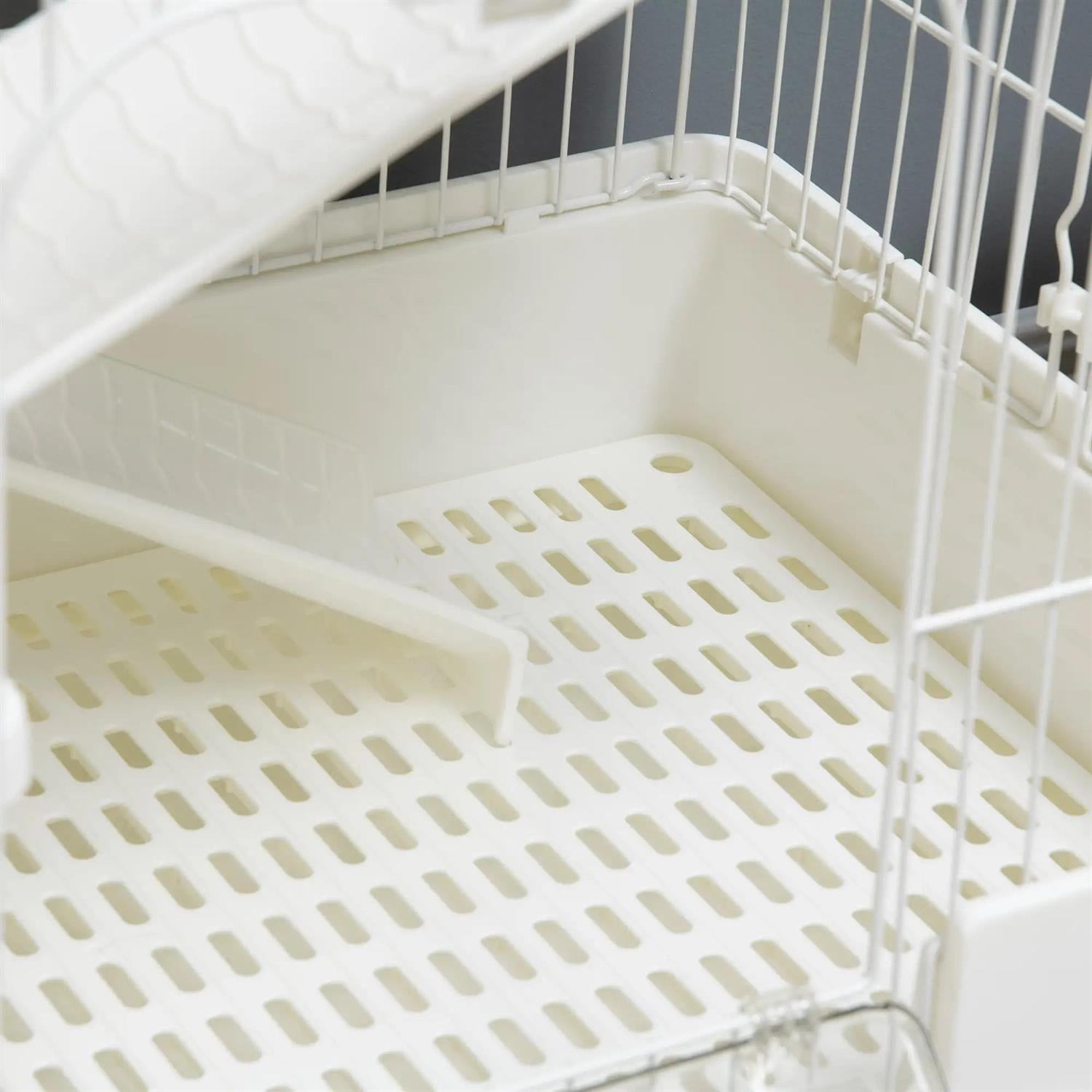 Kadyn 32" Large Hamster Cage, Rabbit Hutch with Tubing System, Running Wheel, Ramps, Platforms, 4-Level Small Animal Habitats for Bunny, Chinchillas, Ferret, White